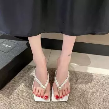 Модные туфли на высоком каблуке Женская обувь 2024 года, шлепанцы с закрытым носком, летние роскошные женские модные сексуальные женские босоножки на высоком каблуке, тапочки 35 чёрный