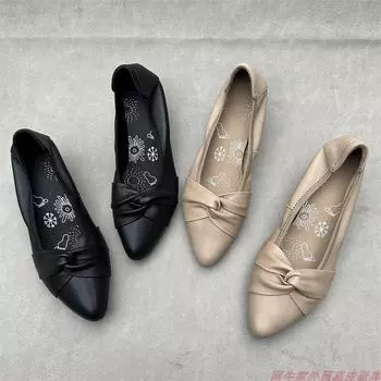 Fashion High heels cowhide soft retro retro leather healthy women s shoes 35