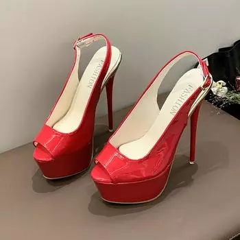 Fashion High Heels Summer New Round Head Shallow Mouth Fish Mouth Shoes High Heel Waterproof Platform Sandals 35