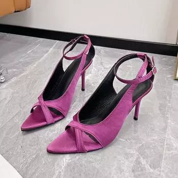 Fashion High Heels Women s Summer Skinny Heel Fish Mouth Pointy Head One Line Buckle Sandals High Heel Sandals 35 грязно-белый