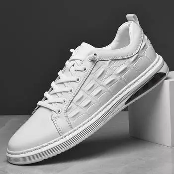 Fashion High Quality Brand Men s Genuine Leather Shoes Thick Soled Casual Shoes Men s Outdoor Hiking Shoes Anti Slip Wear-resistant 38 белый