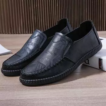 Fashion High Quality British Style Loafers Men Casual Luxury Slip on Shoes Patent Leather Mens Shoes Brand Driving Office Formal Shoes 39 чёрный
