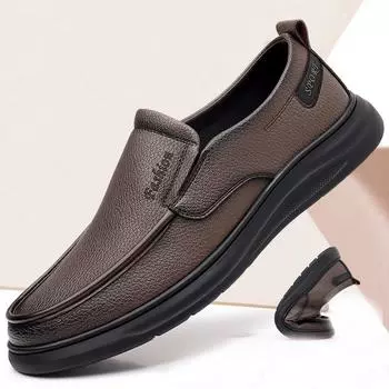 Fashion High Quality Business Leather Shoes Summer Casual Male Brown Loafers Moccasin Elegant Dress Luxury Driving Shoe Slip on Flats 38 коричневый