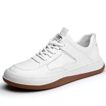 Fashion High quality casual leather shoes Trendy minimalist style Youth outdoor sports men s comfortable walking White shoes 38 белый