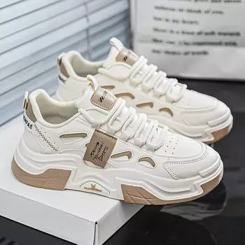 fashion High Quality Designer Men s Shoes Autumn Fashion Platform Sneakers Outdoor Leisure Non-slip Wear-resistant Skateboard Shoes 2024 39 бежевый