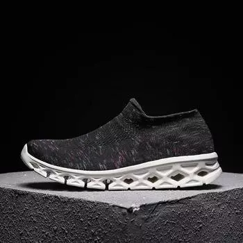 Fashion High Quality Fashion Knitting Casual Shoe Men Super Light Breathable Stretch Socks Sneaker Antiskid Tenis Masculino Walking Shoe 36 озеро синий