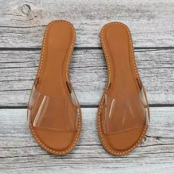 fashion High Quality Fashion Summer Women Slippers Clear Transparent Slip-On Jelly Shoes Ladies Flat Beach Outdoor Holiday Slides 36 белый