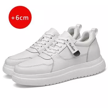 Fashion High-quality leather men s board shoes Trendy minimalist style Teenage outdoor activities and adult Casual increasing shoes 37 белый