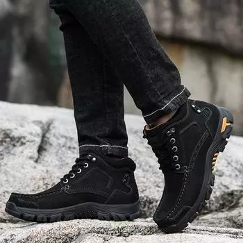 Fashion High Quality Male Casual Ankle Boots Genuine Leather Outdoor Hiking Boots 2024 Lace-up Non-slip Sneakers Fashion Luxury Brand 38