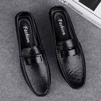 Модная высококачественная мужская удобная повседневная обувь 2024 года, горячая распродажа, мужские туфли для вождения из натуральной кожи, новые легкие мужские уличные мокасины 38 чёрный