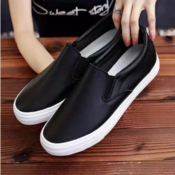 Fashion High quality Men fashion breathable Sneakers men leather Flat shoes casual slip on Loafers Driving Shoes Black white flats 785 9.5 белый