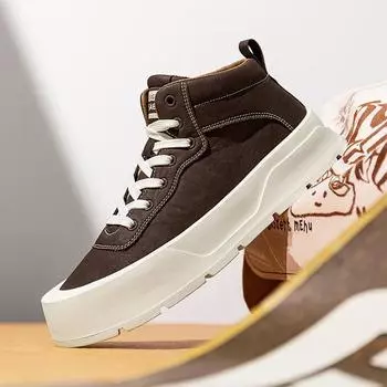 Модные высококачественные мужские повседневные туфли с высоким верхом, классические ботинки для прогулок на открытом воздухе, дизайнерские нескользящие оксфордские туфли с толстой подошвой для офиса 39 чёрный