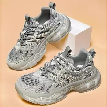 Модные высококачественные мужские повседневные туфли для папы, сетчатые, дышащие, удобные, универсальные, классические, нескользящие, амортизирующие, спортивные туфли 39 серый