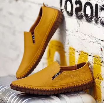 Fashion High Quality Men s Driving Shoes Stylish Men Casual Shoes Genuine Leather Mens Slip on Shoes Classic New Male Business Shoes 38 коричневый