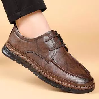 Fashion High-quality Men s handmade leather shoes Minimalist gentleman style Party Outdoor Wedding Business Leisure Men s Driving Shoes 38 коричневый