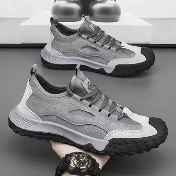 Fashion High Quality Men s Outdoor Mesh Breathable Sports Shoes Casual Running Shoes Board Flat Bottomed Walking Shoes New 2024 Model 39 серый