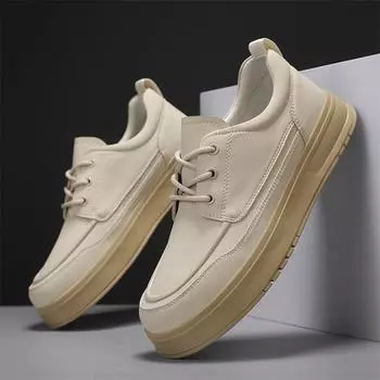 Fashion High Quality Minimalist Walking Shoes for Men Classic Casual Leather Lace-Up Flat Designer Comfy Original Sneakers Driving Shoes 39 чёрный