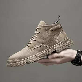 Fashion High Quality New Men s Boots Leather Desert Boots Men Winter Fashion Ankle Lightweight Outdoor Shoes for Mens Winter Casual Warm 37 хаки