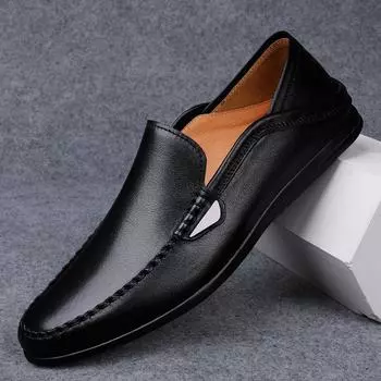 Fashion High Quality New Top Layer Cowhide Bean Shoes Low Top Men s Shoes Fashionable and Comfortable Breathable Bean Shoe Driving Shoes 38 белый