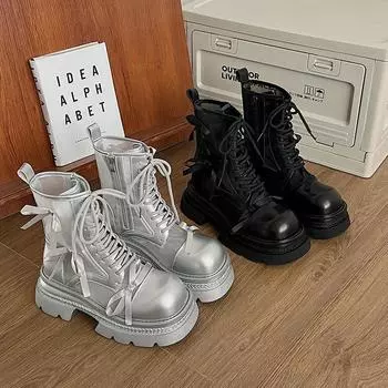 Fashion High Quality Spring and Autumn Women s Boots with Closed Toe Ankle Mesh Bow 2024 New Lace Up Mesh Fashionable Boots for Women 35 серебряный