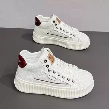 Fashion high-top board shoes women s 2024 new ins Internet celebrity white shoes casual sports versatile platform biscuit shoes 36