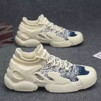 Fashion High-top Socks Shoes Octopus Breathable Mesh Men Sneakers Comfortable Thick Sole Running Sports Shoes Trend Walking Footwear 39 жёлтый