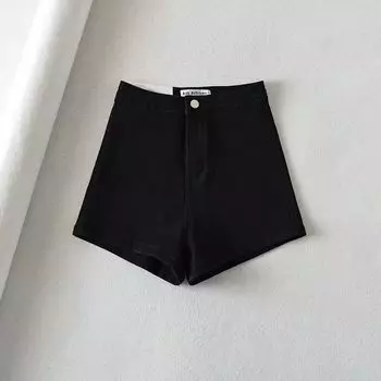 Fashion High Waist Denim Hot Pants Women s Summer Tight Big Elastic Hip Super Short Shorts Tide Sexy Sexy Slim Looking A- Line Black L