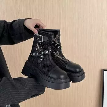 Fashion hollow high net boots children s summer new color matching thick bottom legs thin fashion boots 35