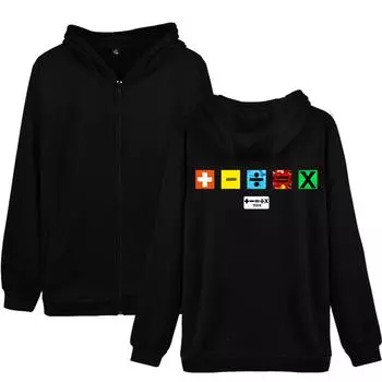 Fashion Hooded Top Women Men s Ed Sheeran Print Zipper Jacket Hip-hop Street Sports Couple Casual Loose Hoodie XS чёрный