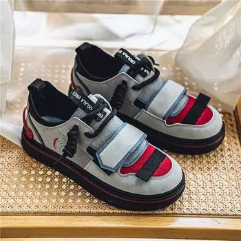 Fashion Hook Loop Men s Gray Sneakers Platform Casual Men Sneakers Comfortable Low-Cut Skateboard Shoes Men zapatillas de hombre 39