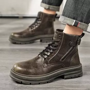 Fashion Hot Autumn and winter men s boots Classic British design style Daily Business Office Outdoor leisure party Quality Brown shoes 39 коричневый