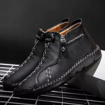 Fashion Hot Men s Casual Shoes Mens All-match Outdoor Casual Leather Shoe Anti-slip Wear-resistant Shoe for Men Low Top Casual Shoes 38 хаки