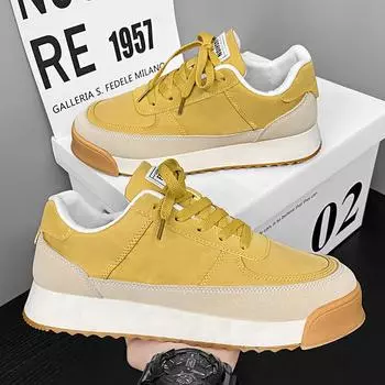 Fashion Hot sale Breathable Casual Shoes Men Harajuku Style Sneaker Fashion Yellow Men s Sneakers 2024 Platform Walking Sports Shoes Men 39