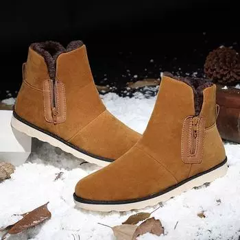 Fashion Hot Sale Cheap Boots for Men Winter Warm Plush Snow Boots Man Comfortable Suede Leather Boots Men Ankle Boots Botas Para Hombre 39