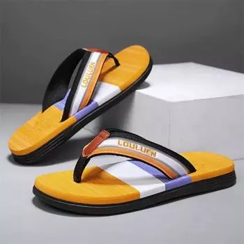 Fashion Hot Sale Flip Slops 2024 Fashion Yellow Men s Summer Slippers Non-slip Flat Flip Flops for Beach Men Slides Chanclas Para Hombre 39