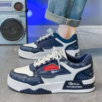 Fashion Hot Sale Men s Skateboard Shoes Graffiti Blue Platform Skateboarding Shoes Men Fashion Casual Sneakers Men zapatillas de hombre 39