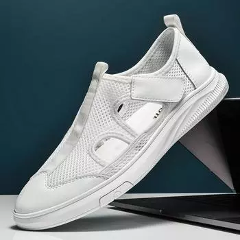 Fashion Hot Sale Mens Summer Sneakers Outdoor Men Beach Sandals Handmade Man Mesh Shoes Hollow Out Footwear New Breathable Casual Shoes 37 белый