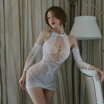 fashion Hot Sale Sexy Jumpsuit Stockings Hollowed Out Bodysuit Pajamas Fun Stockings Womens Nightgown Sleepwear Lingerie Body Shaper S