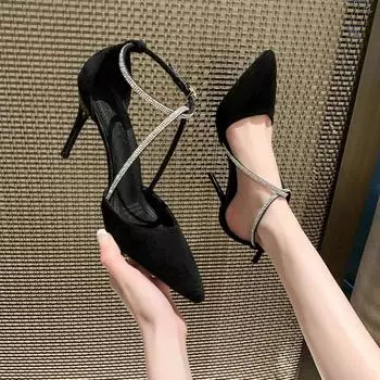 Fashion Hot Sale Shoes Female 2024 Autumn Sexy Pointed Toe Women s High Heels Casual Fashion Dress Shoes Elegant and Simple Stilettos 34 чёрный