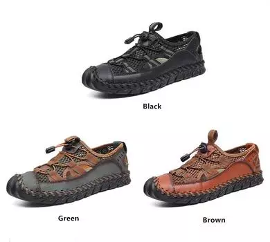 Fashion Hot Sale Summer Men s Sandals Outdoor Non-slip Men s Beach Sandals Handmade Genuine Leather Men s Shoes Fashion Men Sneakers 40 коричневый