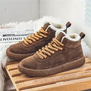 Fashion Hot Sale Winter High Top Shoes Man Fashion Brown Ankle Boots Men Cotton Shoes Warm Plush Suede Casual Sneakers Men botas hombre 39