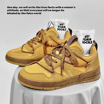 Fashion Hot Sale Yellow Men s Skateboard Shoes 2024 Fashion Platform Sneakers For Men Breathable Non-slip Street Casual Sports Shoes Men 39