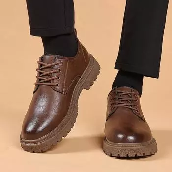 Мода Лидер продаж Досуг бизнес мужские кожаные туфли Классический британский стиль вечеринка активный отдых прогулки мужские черные коричневые туфли 38 коричневый