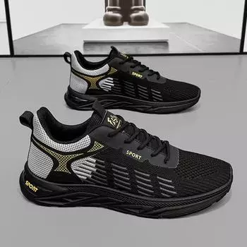 Fashion Hot Sell New Men s Fashion Casual Sneakers Men s Flying Woven Shock-absorbing Running Shoes Version Mesh Breathable Shoes 39 серый