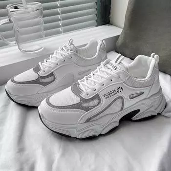 Fashion Hot Selling Korean Style Women Shoes Comfortable Outdoor 2024 New Fashion Simple Sneakers Casual Autumntime Thick Soled Shoes 35 белый