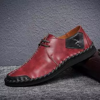 Fashion Hot Selling Men s Casual Shoes Spring Autumn Soft Soled Anti Slip Flat Shoes Men s Commuting Work Shoes Retro Wine Red Color 38 коричневый