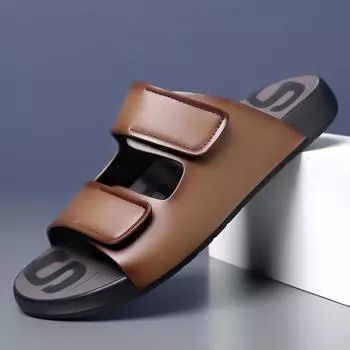 Fashion Hot Selling Men s Home Slippers Europe America Non Slip Fashionable Flat Shoes Versatile Men s Outdoor Casual Shoes Brown 38 коричневый