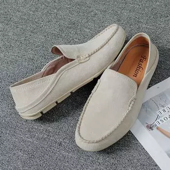 Fashion Hot Selling Men s Suede Shoes Europe America Comfortable Loafers Men s Outdoor Flat Shoes Versatile Casual Shoes Free Delivery 35 хаки