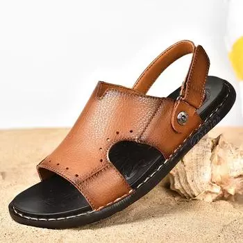 Fashion Hot Selling Mens Beach Sandals Open Toe Non-slip Men Slippers Classic Fashionable and Versatile Outdoor Travel Walking Sandals 38 коричневый