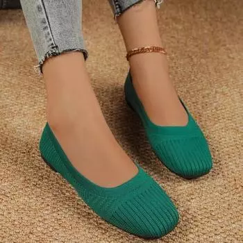 Fashion Hot Selling Women s Shoes 2024 Autumn Pointed Toe Soft Sole Casual Shoes Women s Fashion Mesh Breathable Flat Shoes Zapatos 36 зелёный